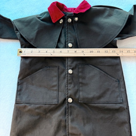 Kids Black Duster Red Corduroy Collar Cuffs Rodeo Western Cowboy Style - Picture 12 of 12